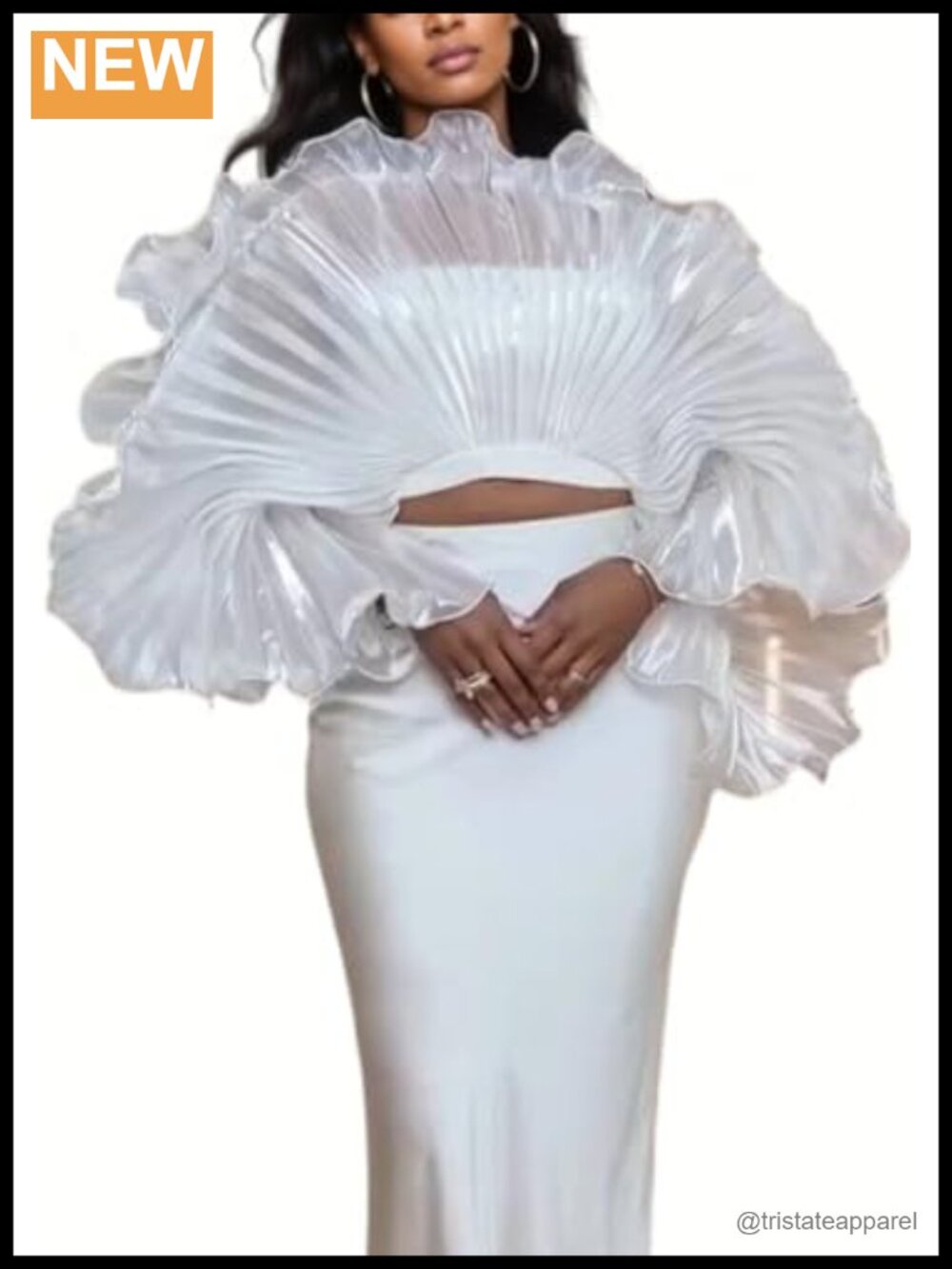 Women Sheer Ruffle Sleeve Crop Top Y2K Party Blouse